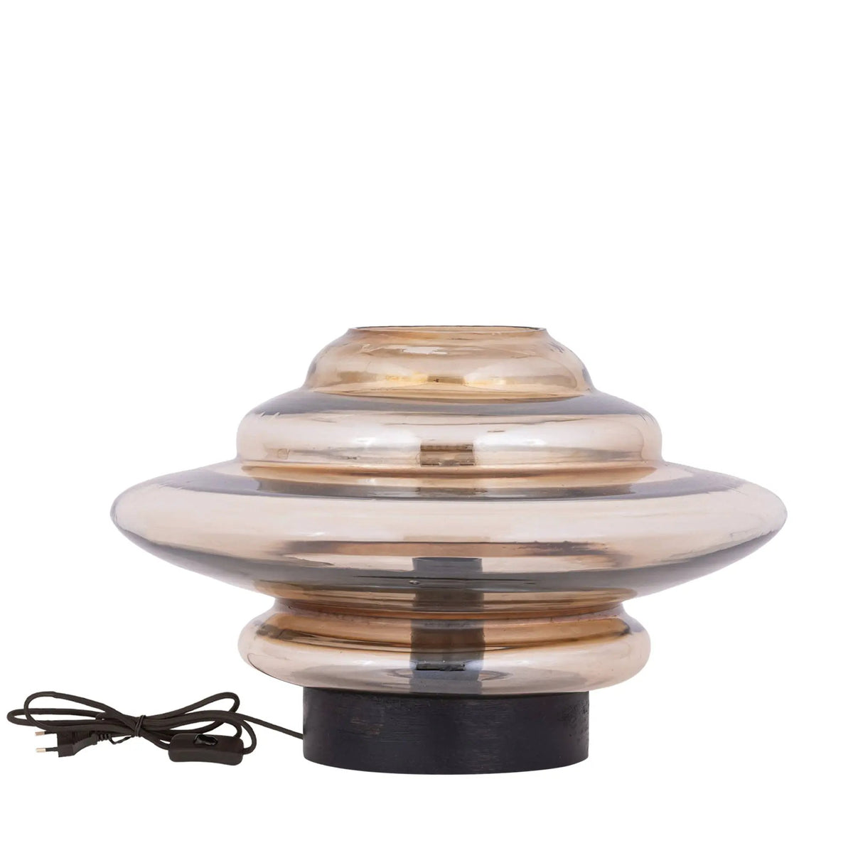 Geleidelijke bruine glansglas tafellamp van PTMD met moderne uitstraling en elegante design.
