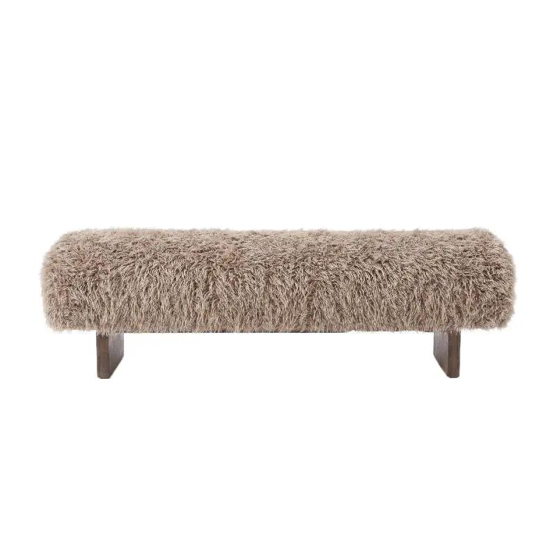 Bench Hair Brown met houten poten 141cm by PTMD
