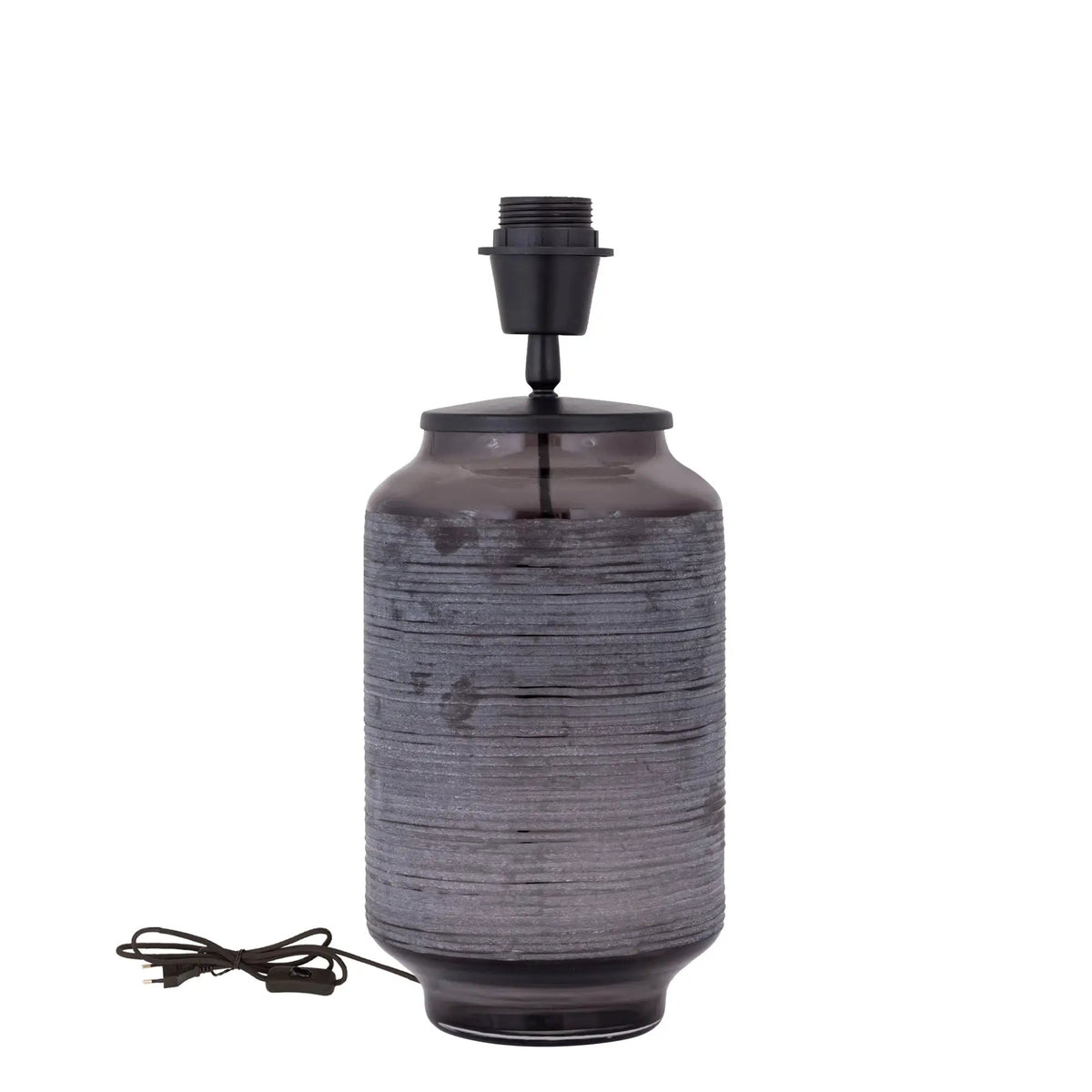 Donkergrijze tafellampvoet van gegraveerd glas van PTMD, elegante en moderne verlichting voor in huis.