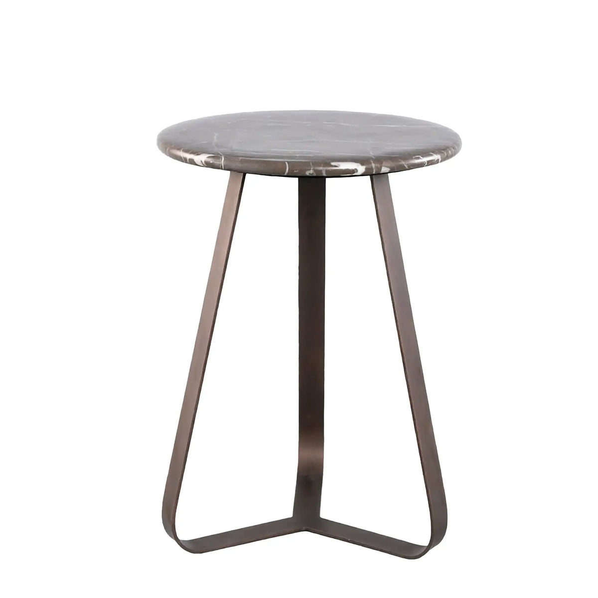 Ronde marmeren bijzettafel van PTMD met ijzeren poten en stijlvolle uitstraling.
