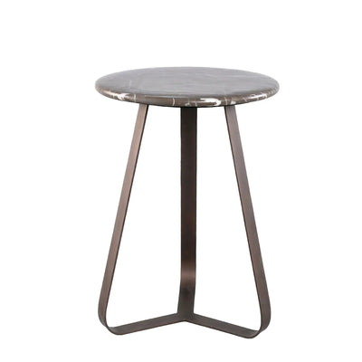 Ronde marmeren bijzettafel van PTMD met ijzeren poten en stijlvolle uitstraling.