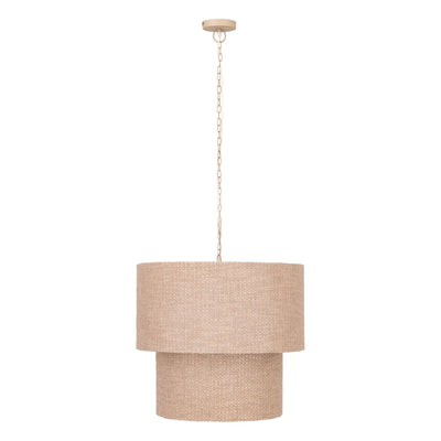 Devi taupe stoffen dubbel-laagse ronde hanglamp by PTMD