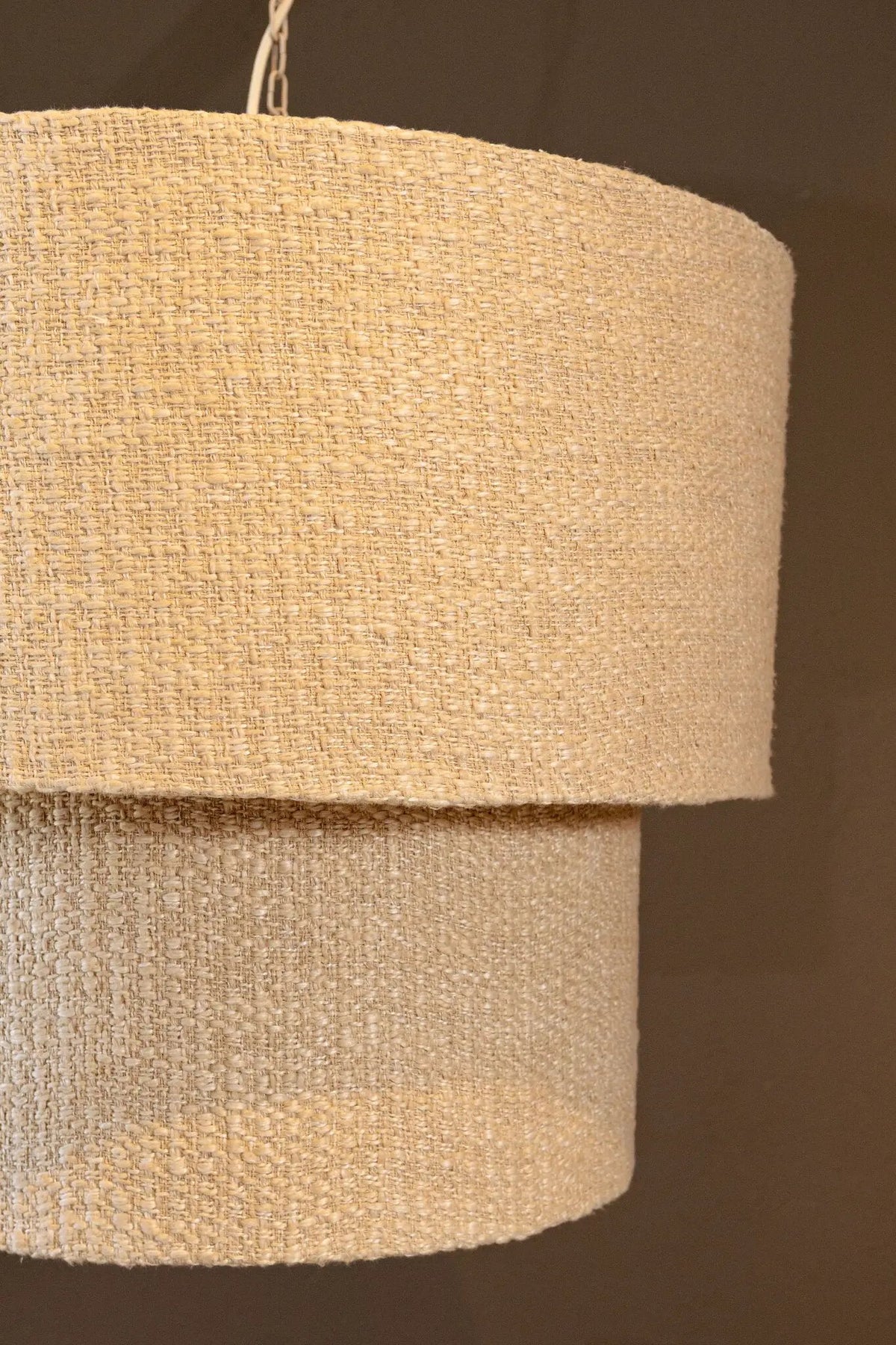 Devi taupe stoffen dubbel-laagse ronde hanglamp by PTMD