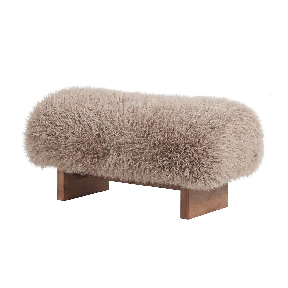 Bench Hair Brown met houten poten 90cm by PTMD