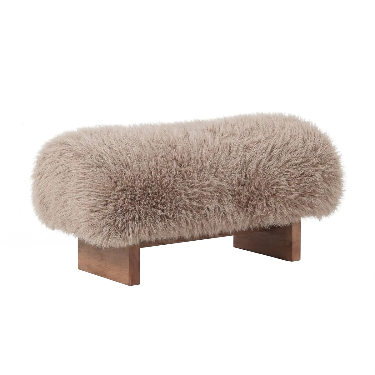 Bench Hair Brown met houten poten 90cm by PTMD