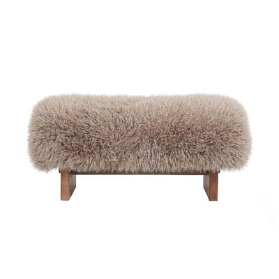 Bench Hair Brown met houten poten 90cm by PTMD