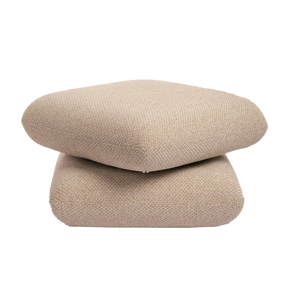 Taupe draaibare Aro Poef van PTMD met zachte bekleding en ronde vorm, ideaal voor een moderne woonkamer.