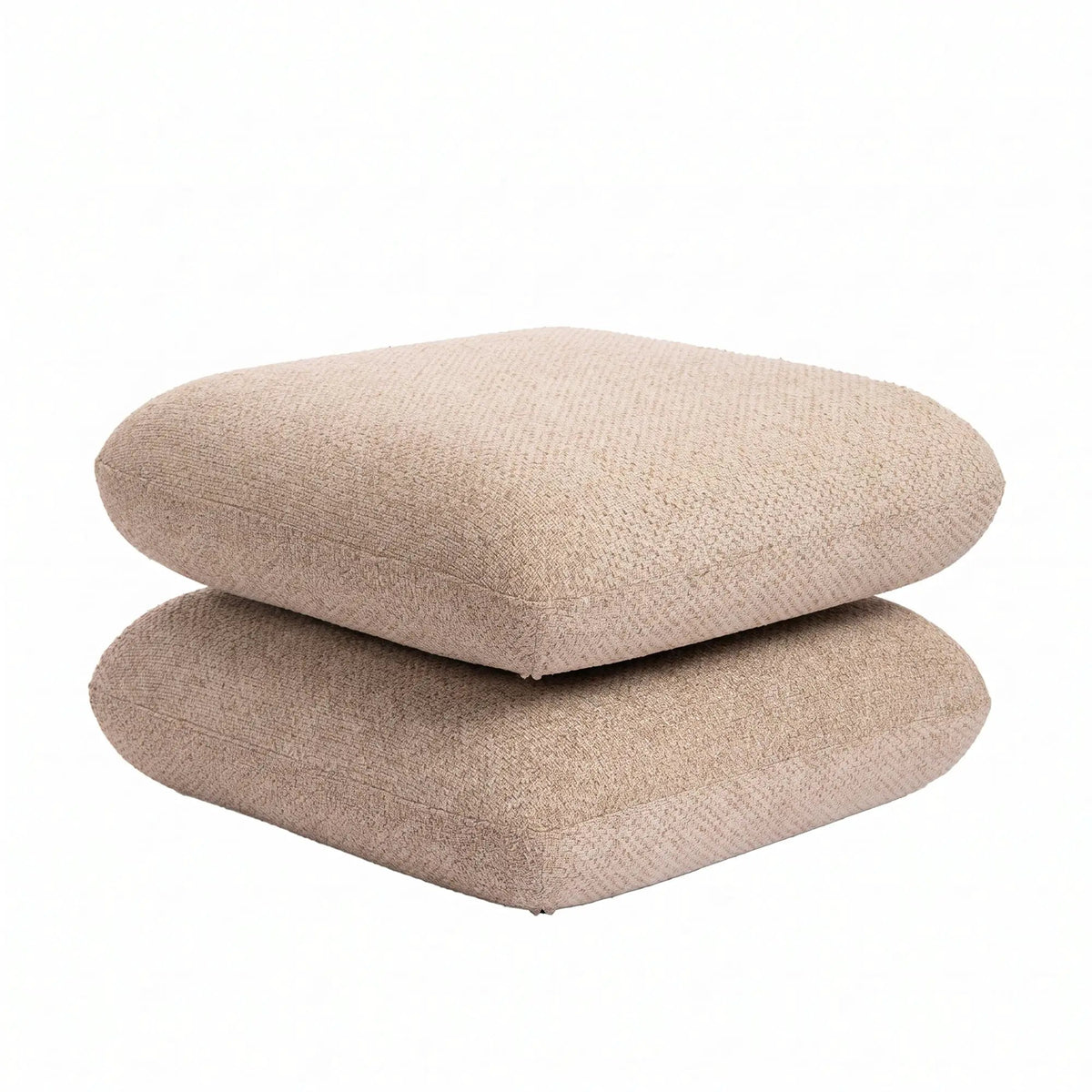 Draaibare taupe Aro Poef van PTMD met zachte bekleding en moderne uitstraling, geschikt als zit- of decoratiestuk.