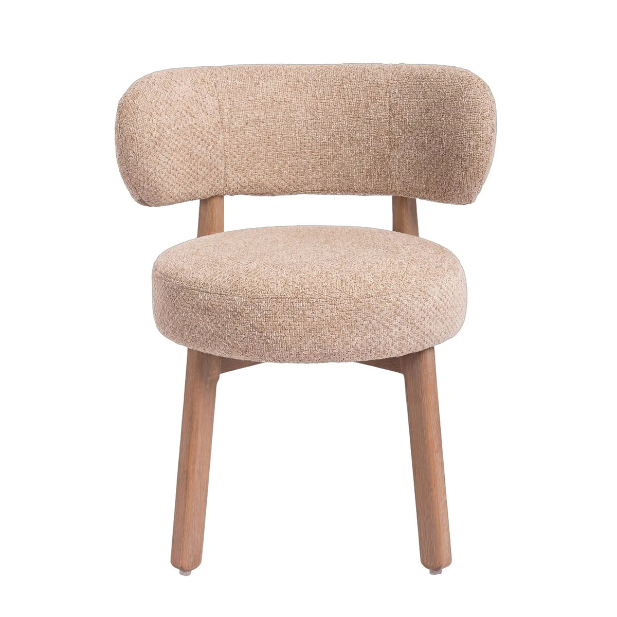 Taupe Lior eetkamerstoel van PTMD met rubberhouten poten en comfortabele zitting, elegant en modern design.