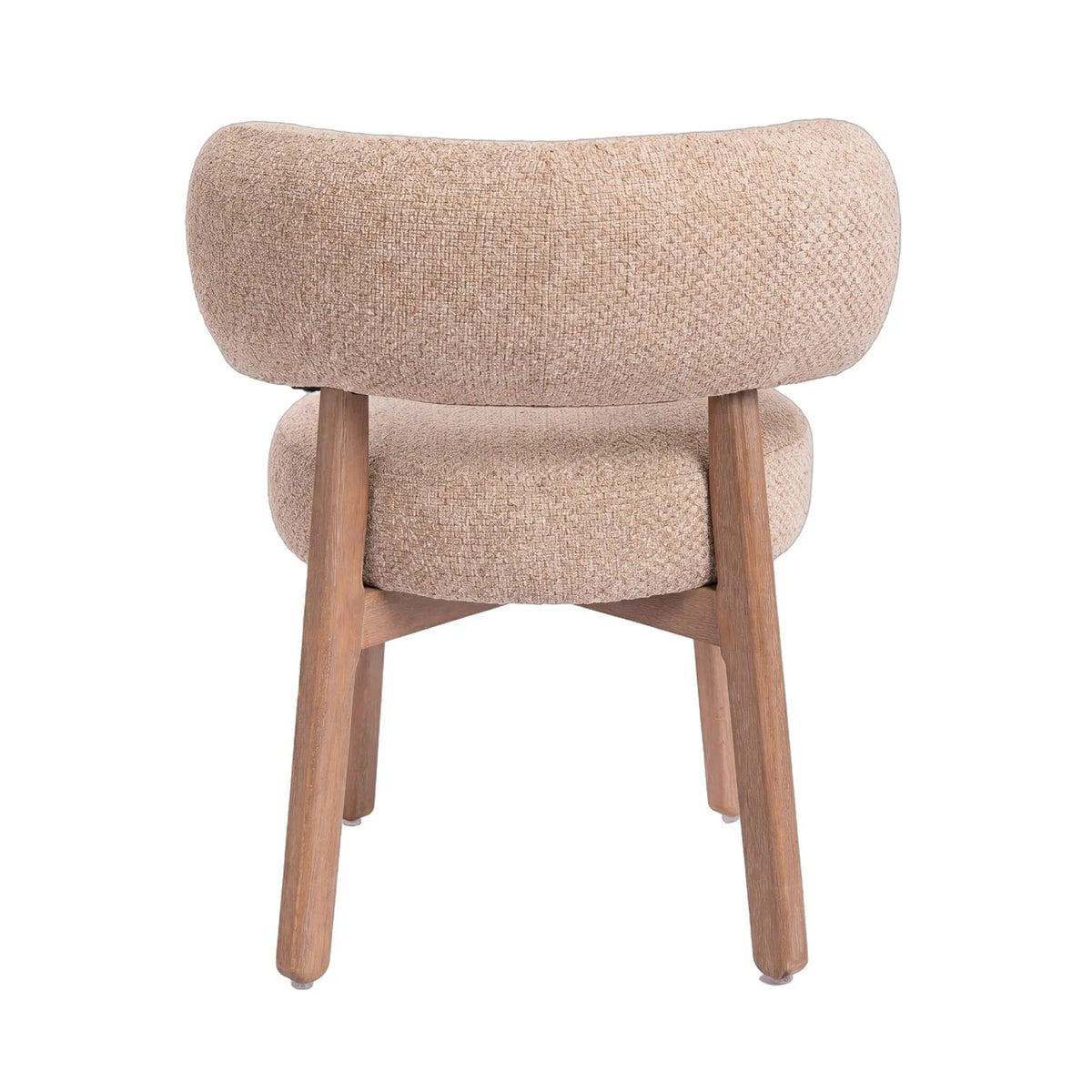 Taupe Lior eetkamerstoel van PTMD met rubberhouten poten en zachte bekleding, elegant en comfortabel voor de eetkamer.