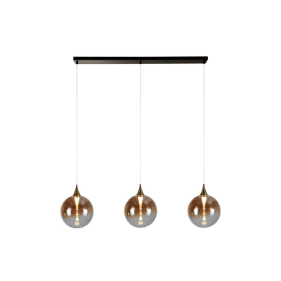 Hanglamp Alchemy LED 3L, Black metal and Amber Glass by Searchlight