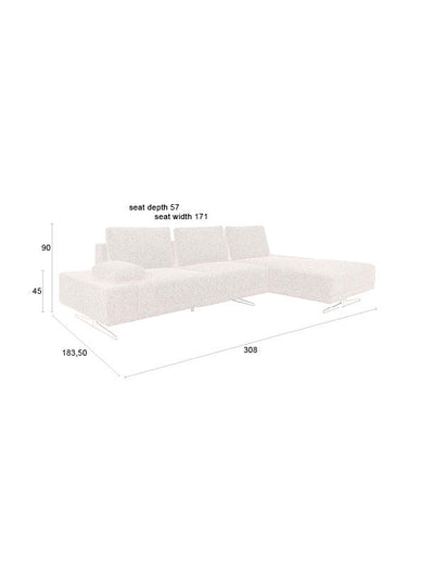 Bankstel Shelly Off-White Right Chaise Longue by Dutchbone
