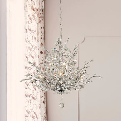 Kroonluchter Bouquet 11Lt Chrome Metal & Crystal by Searchlight