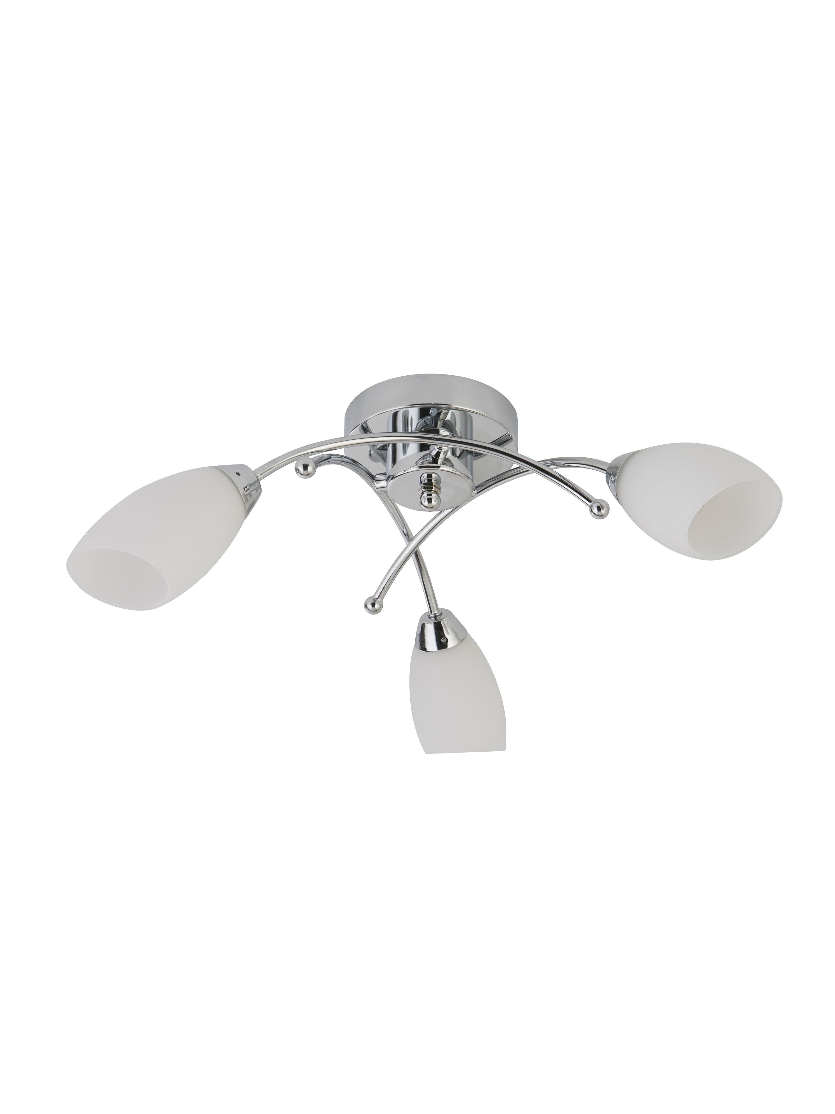 Opera 3Lt Flush -Chrome Metal & Opal Glass