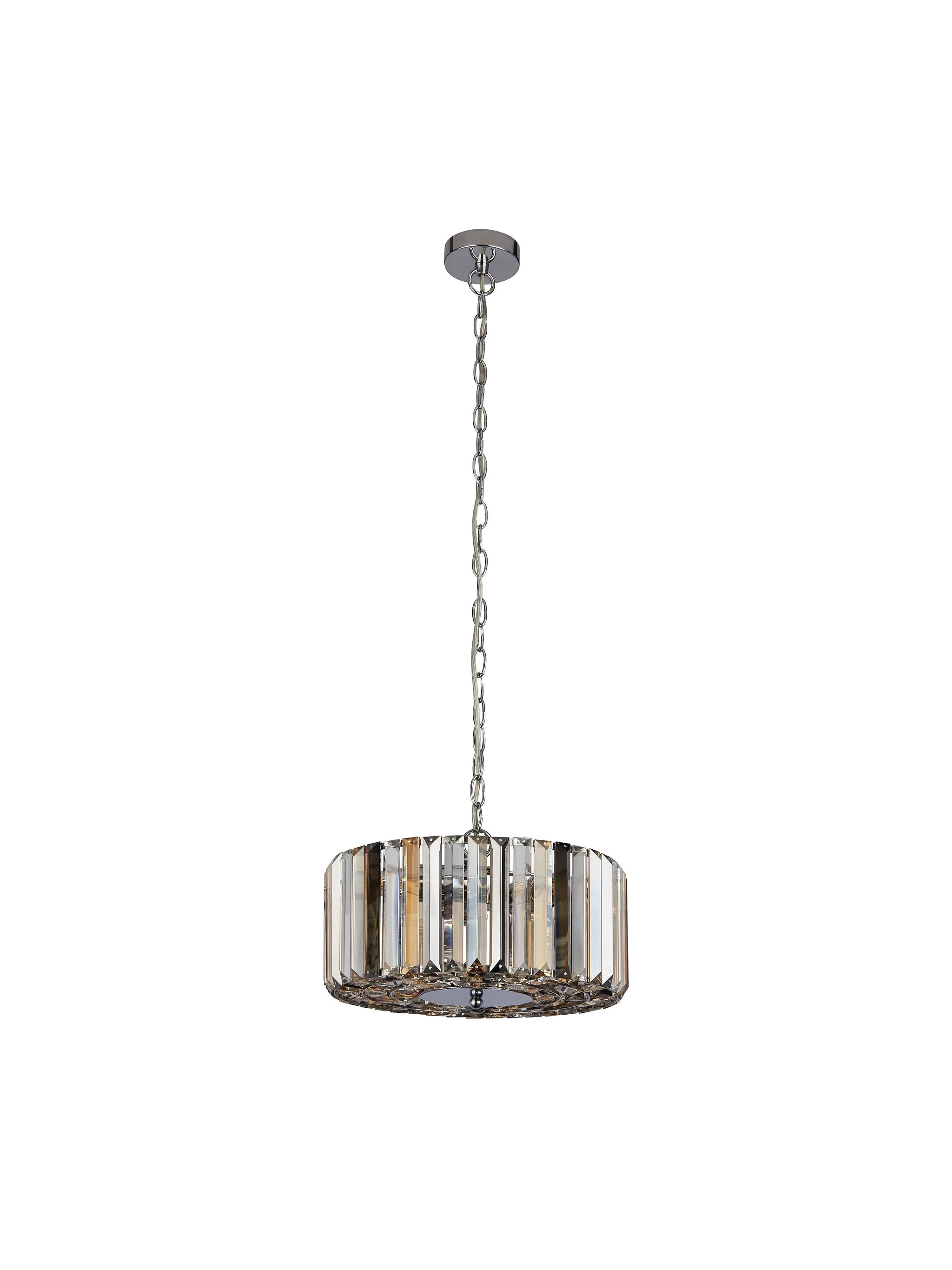 Hanglamp/Plafondlamp Chapeau 3Lt Chrome & Mixed Glass by Searchlight