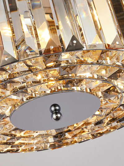 Hanglamp/Plafondlamp Chapeau 3Lt Chrome & Mixed Glass by Searchlight