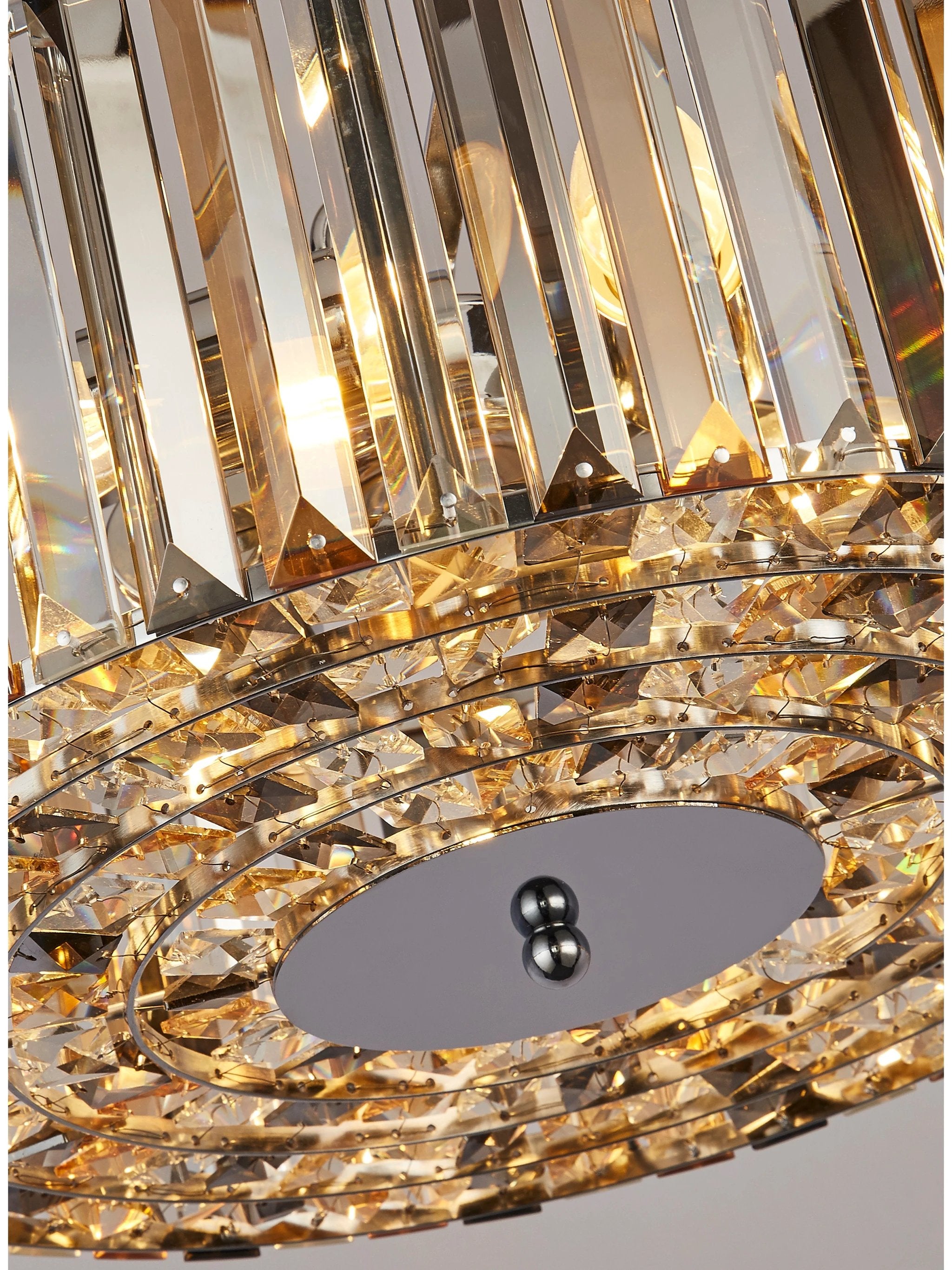 Hanglamp/Plafondlamp Chapeau 4Lt Chrome & Mixed Glass by Searchlight