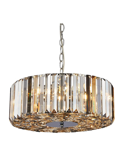 Hanglamp/Plafondlamp Chapeau 5Lt Chrome & Mixed Glass by Searchlight