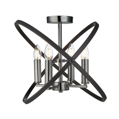 Hoopla 4Lt Semi-Flush - Pewter Metal