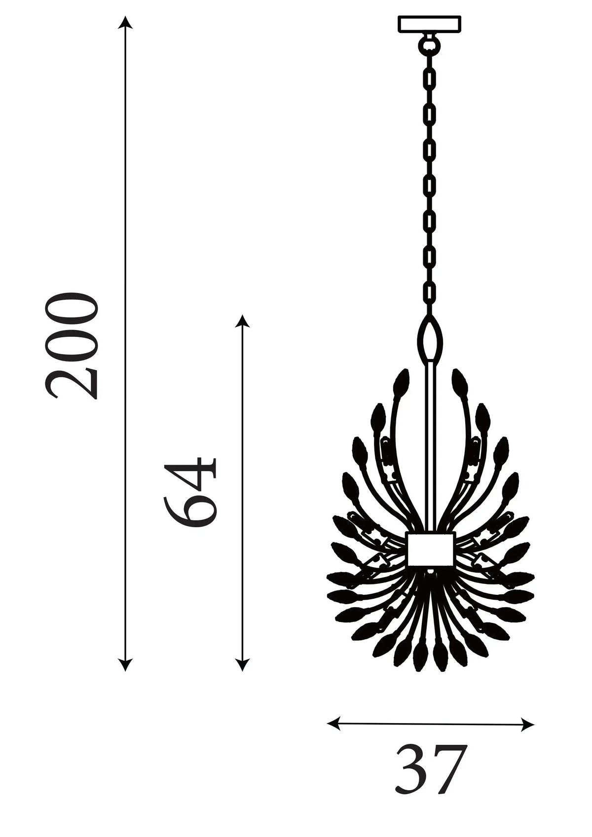 Hanglamp Peacock 14-lichts - Chrome and Clear by Searchlight