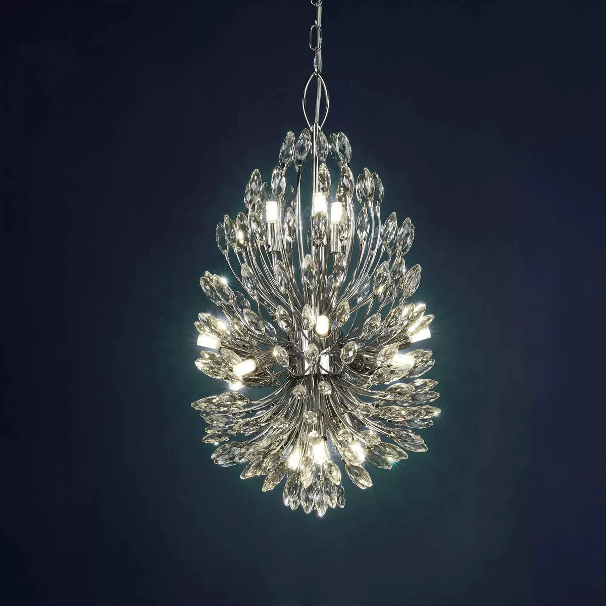 Hanglamp Peacock 14-lichts - Chrome and Clear by Searchlight