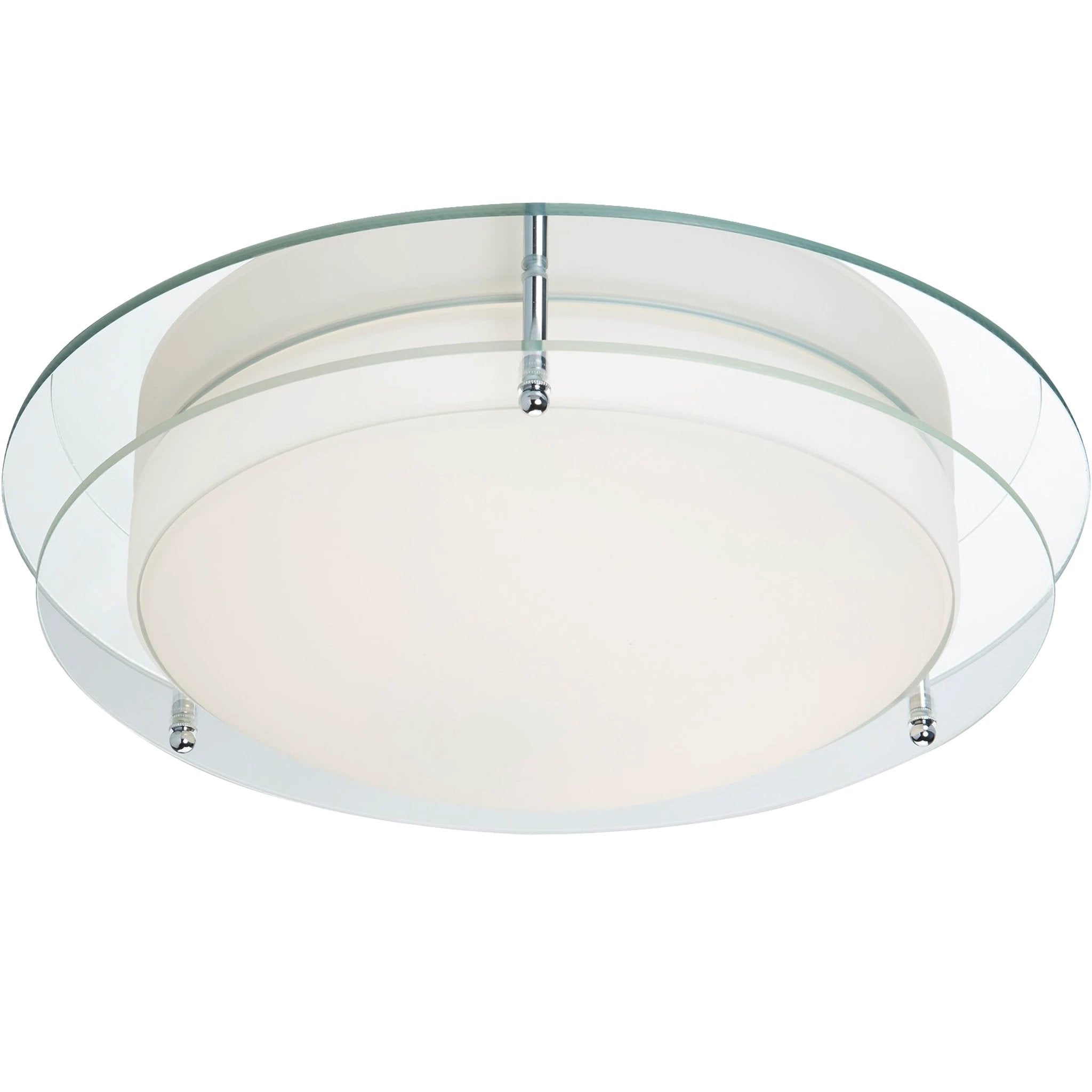 Plafondlamp Limerick - Chrome, Mirror, Opal Glass, IP44 by Searchlight