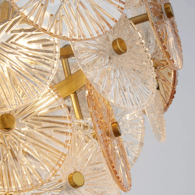 Hanglamp Wagon Wheel 5Lt - Bronze Metal & Clear & Amber Glass by Searchlight