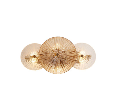 Plafond/Wandlamp Wagon Wheel 6Lt - Bronze Metal, Clear, Amber Glass by Searchlight