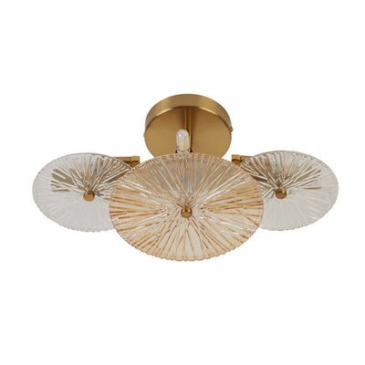 Plafond/Wandlamp Wagon Wheel 6Lt - Bronze Metal, Clear, Amber Glass by Searchlight