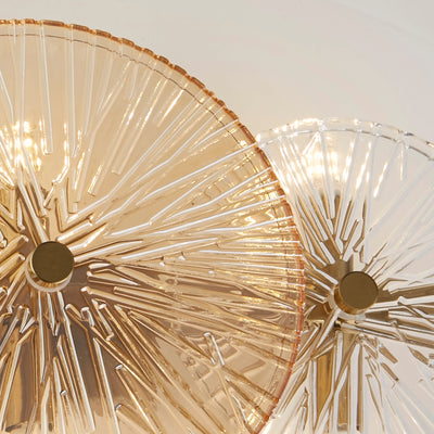 Plafond/Wandlamp Wagon Wheel 6Lt - Bronze Metal, Clear, Amber Glass by Searchlight