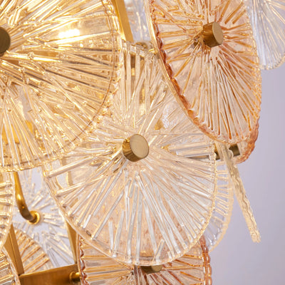 Hanglamp Wagon Wheel 9Lt - Bronze Metal, Clear & Amber Glass by Searchlight