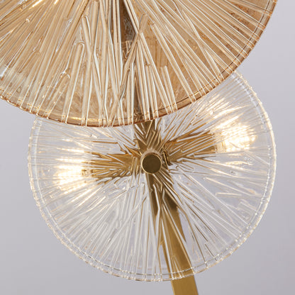 Wagon Wheel 6Lt Floor Lamp- Bronze Metal, Clear, Amber Glass