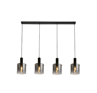 Sweden 4Lt Bar Pendant - Black Metal & Smoked Ombre Glass