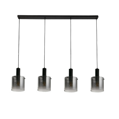 Hanglamp Sweden 4Lt - Black Metal & Smoked Ombre Glass by Searchlight