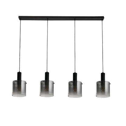 Sweden 4Lt Bar Pendant - Black Metal & Smoked Ombre Glass