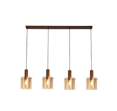 Hanglamp Sweden 4Lt - Mocha Metal & Amber Glass by Searchlight