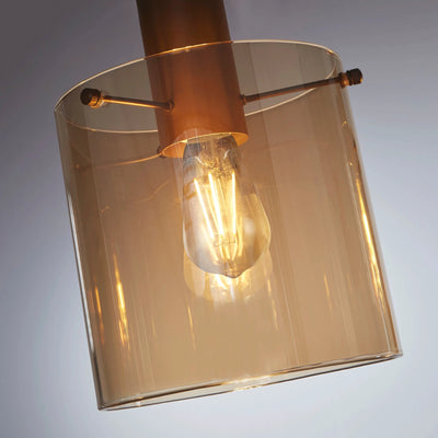 Hanglamp Sweden 4Lt - Mocha Metal & Amber Glass by Searchlight