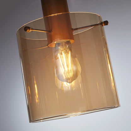 Sweden 4Lt Bar Pendant - Mocha Metal & Amber Glass