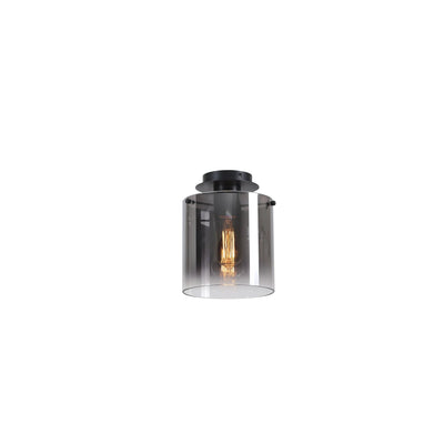 Plafondlamp Sweden 1Lt - Matt Black & Smoked Glass by Searchlight