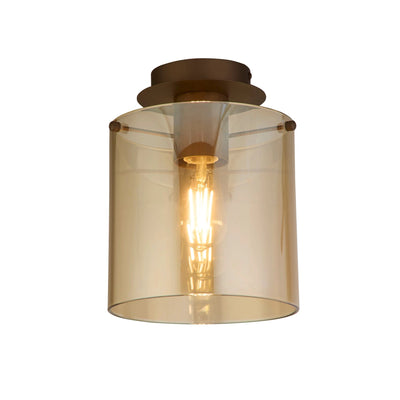 Plafondlamp Sweden 1Lt - Mocha Metal & Amber Glass by Searchlight