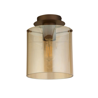 Plafondlamp Sweden 1Lt - Mocha Metal & Amber Glass by Searchlight