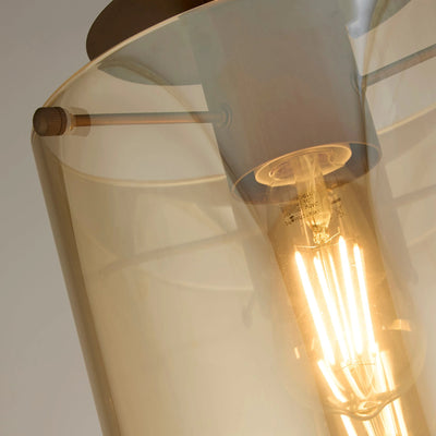 Plafondlamp Sweden 1Lt - Mocha Metal & Amber Glass by Searchlight
