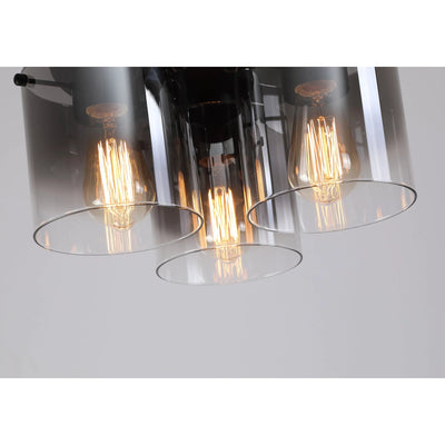 Plafondlamp Sweden 3LT - Matt Black & Smoked Glass by Searchlight