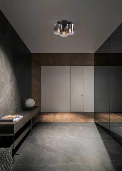 Sweden 3LT Flush - Matt Black & Smoked Glass