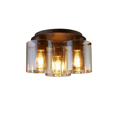 Plafondlamp Sweden 3LT - Mocha Metal & Amber Glass by Searchlight