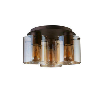 Plafondlamp Sweden 3LT - Mocha Metal & Amber Glass by Searchlight