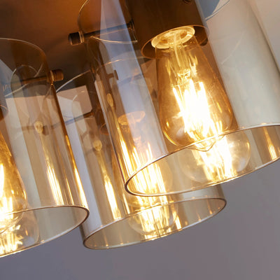 Plafondlamp Sweden 3LT - Mocha Metal & Amber Glass by Searchlight