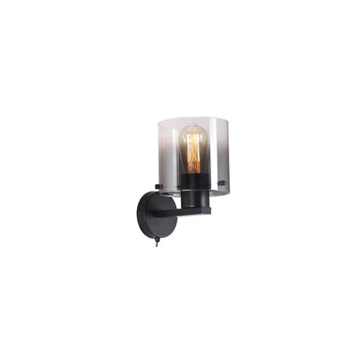 Wandlamp Sweden 1Lt - Matt Black & Smoked Glass by Searchlight