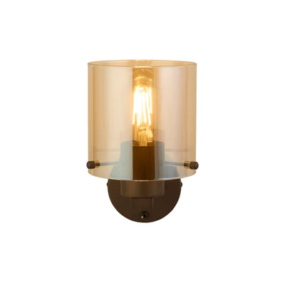 Wandlamp Sweden 1Lt - Mocha Metal & Amber Glass by Searchlight