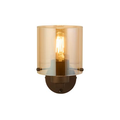 Sweden 1Lt Wall Light - Mocha Metal & Amber Glass